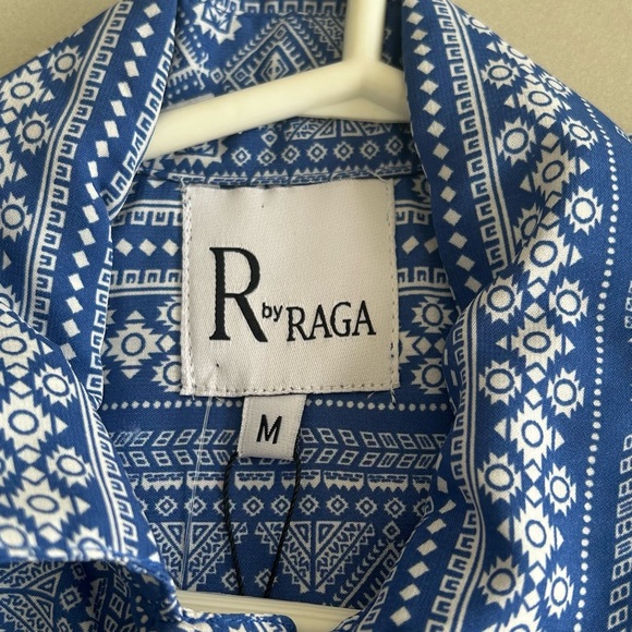 R by Raga Blue Patterned Youths Button Down Shirt, Size M Boys 14-16 - Picture 5 of 7